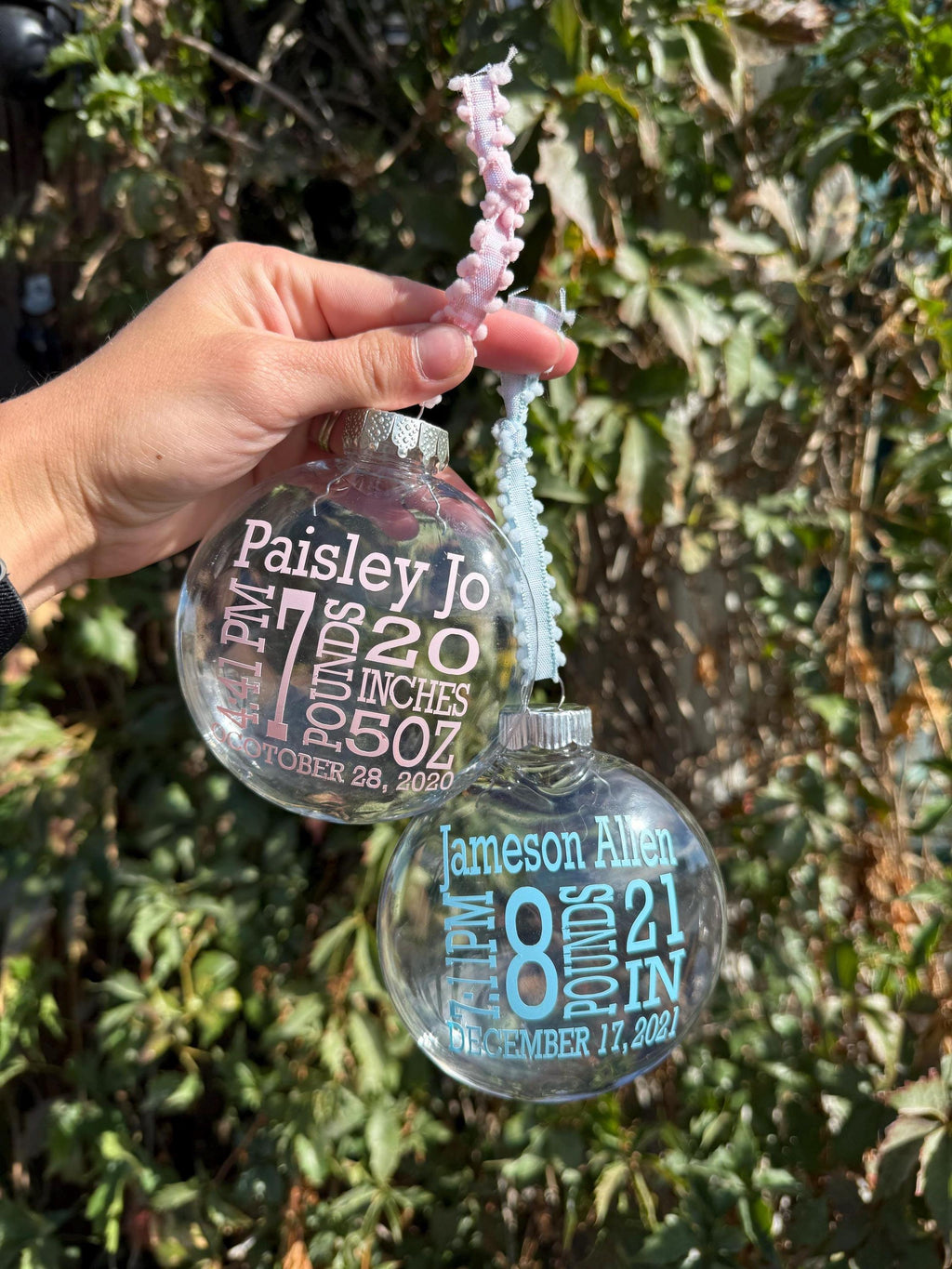 Christmas Ornament - Personalized Baby's First Christmas Ornament: Keepsake Birth Stats