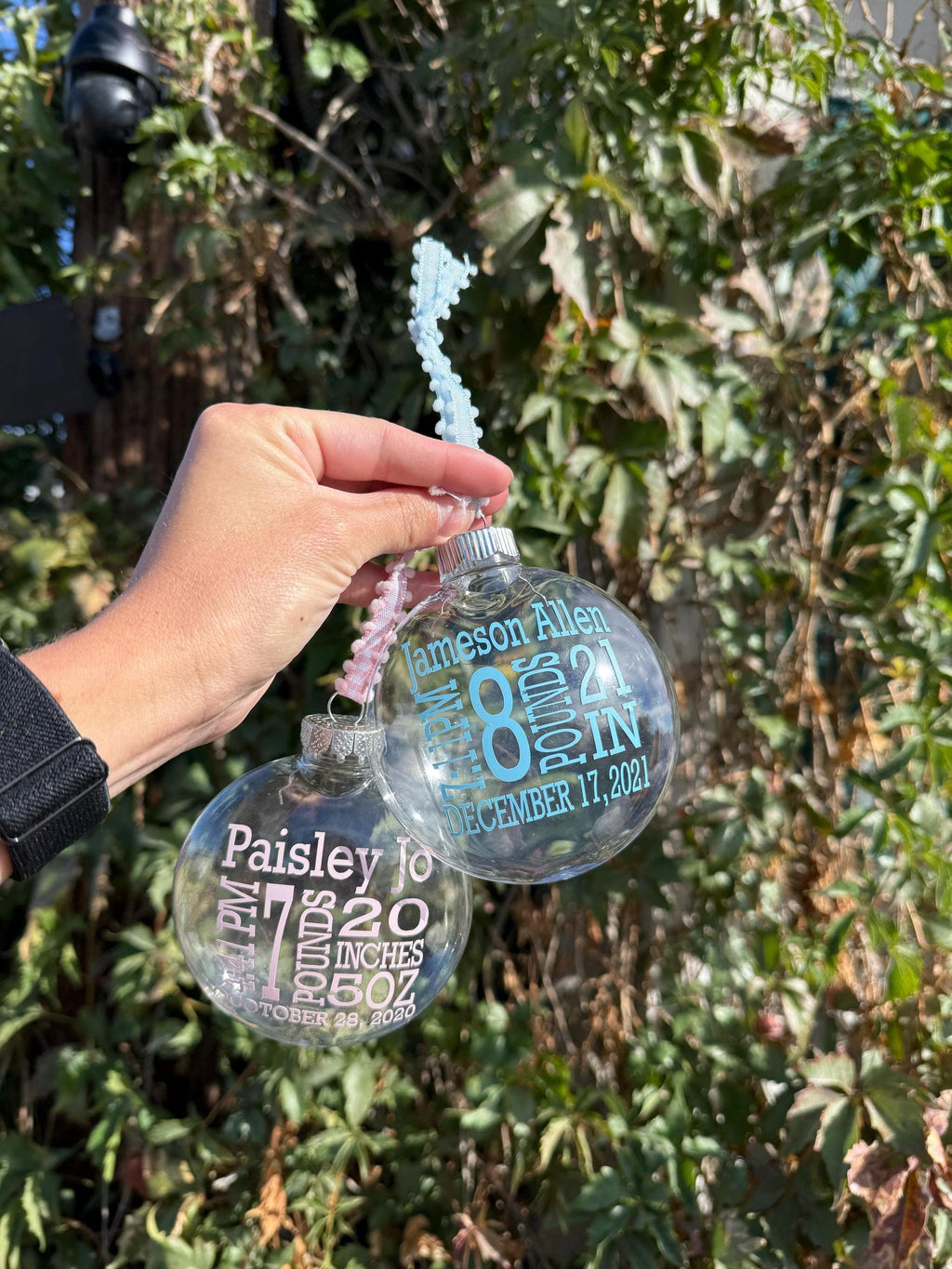 Christmas Ornament - Personalized Baby's First Christmas Ornament: Keepsake Birth Stats