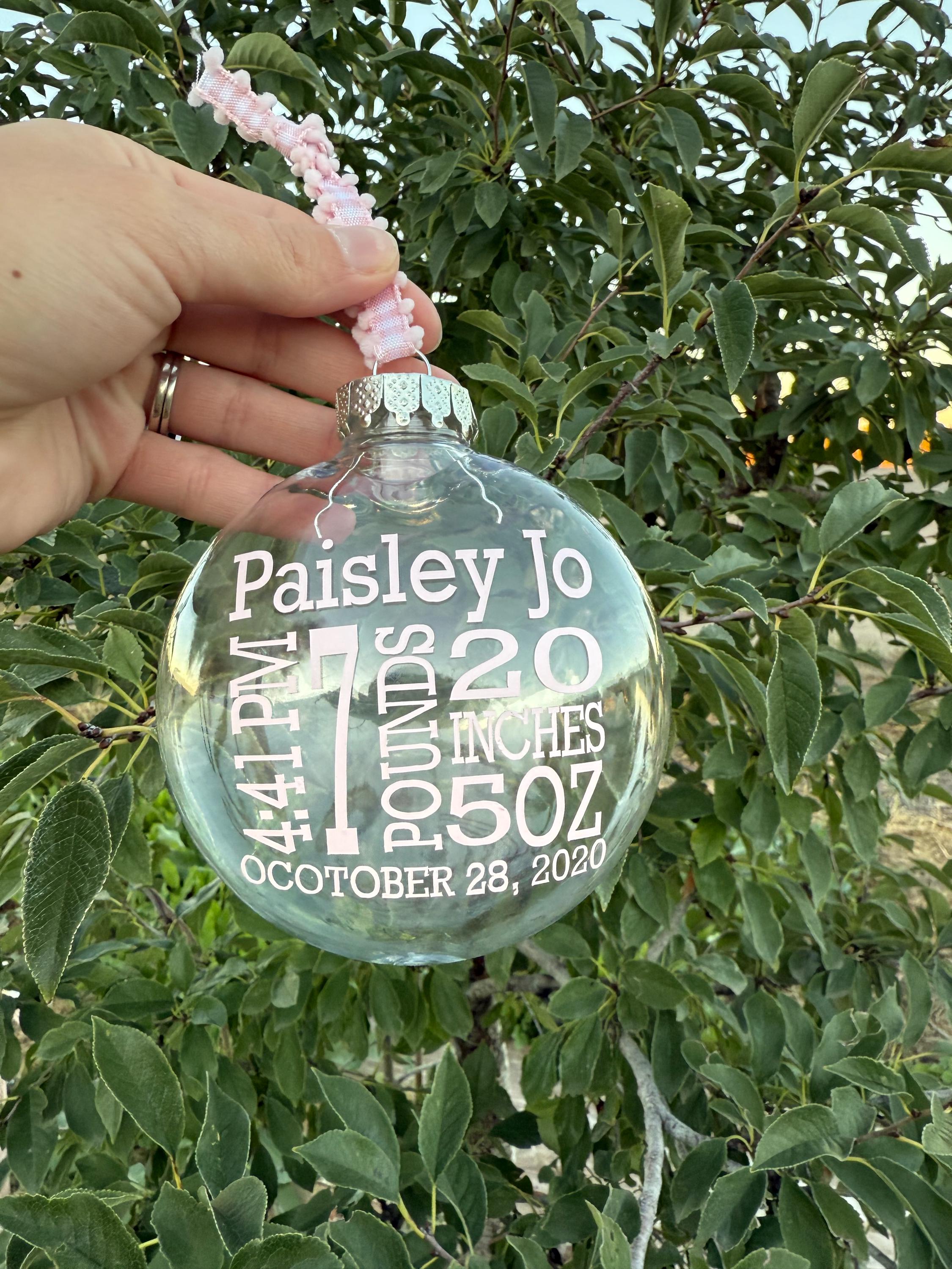 Christmas Ornament - Personalized Baby's First Christmas Ornament: Keepsake Birth Stats