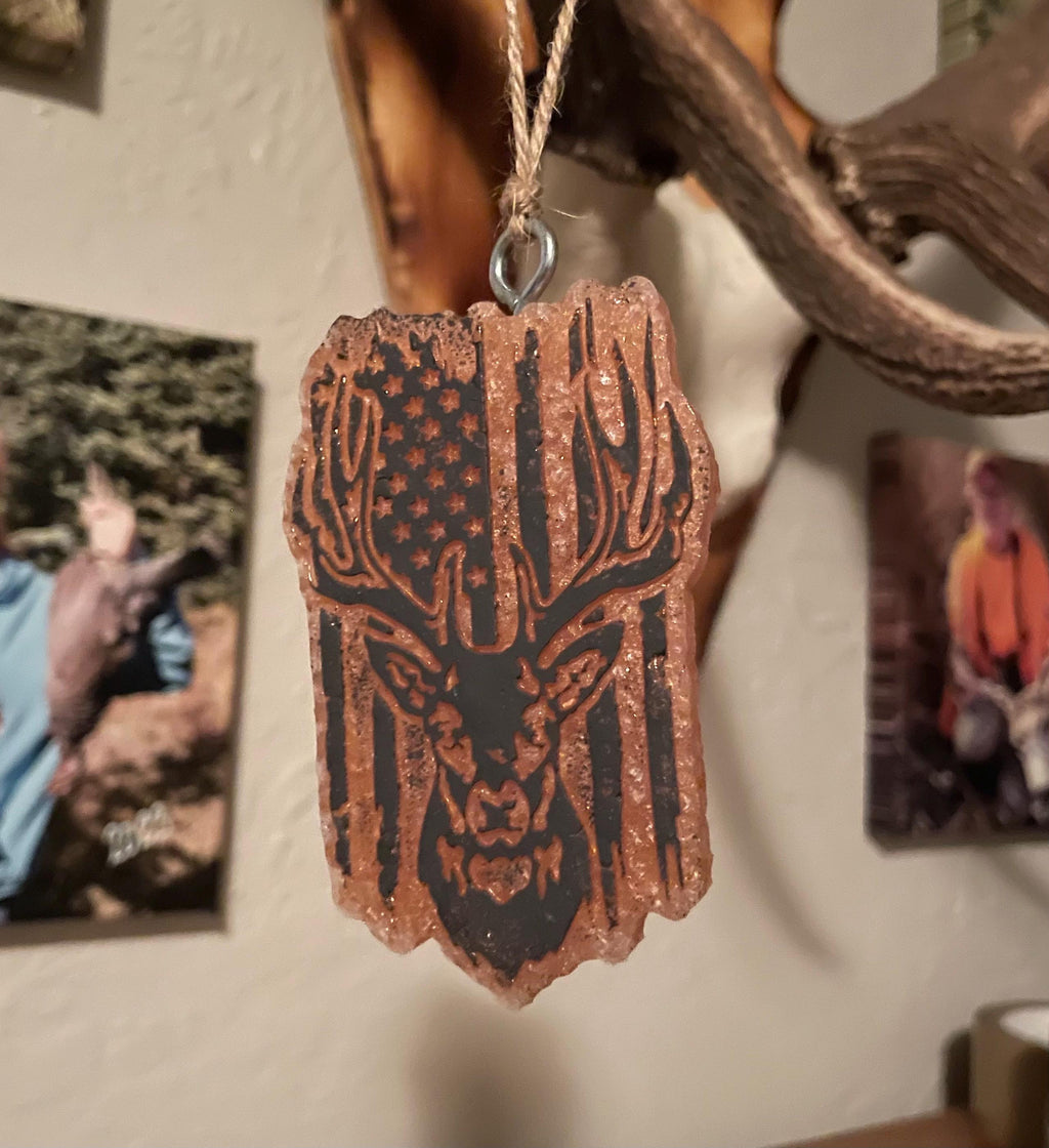 Car Freshie - Elk Hunting Car Freshie, Patriotic American Flag Gift