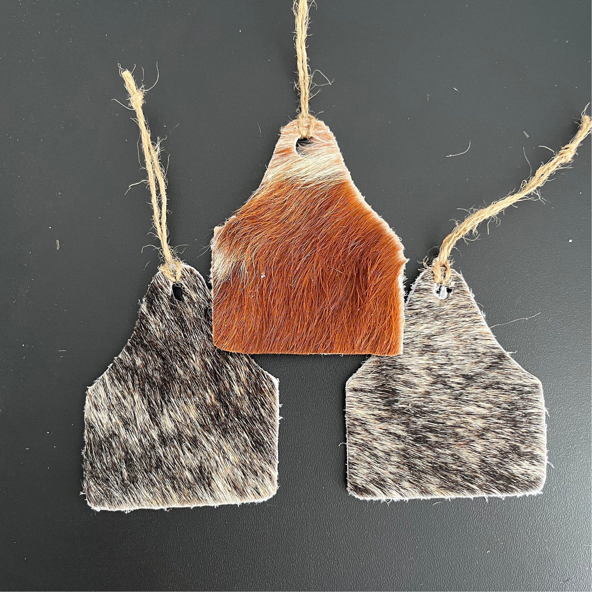 Christmas Ornaments - Set of 12 Genuine Cow Hide Leather Christmas Ornaments