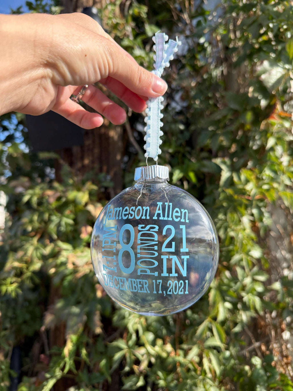 Christmas Ornament - Personalized Baby's First Christmas Ornament: Keepsake Birth Stats
