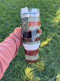 Tumbler American Flag Show Steer 40oz Tumbler, Livestock Lover Gift