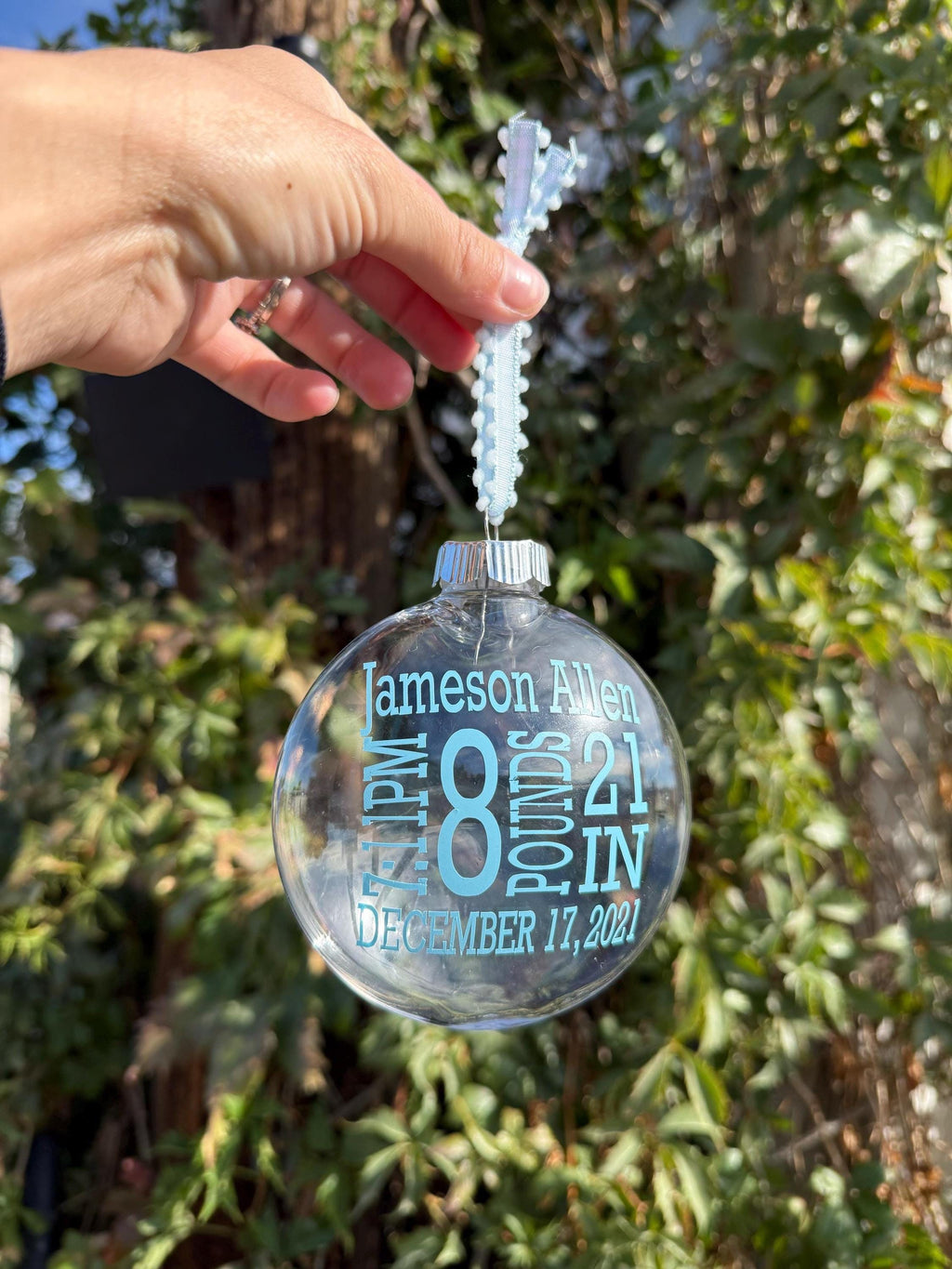 Christmas Ornament - Personalized Baby's First Christmas Ornament: Keepsake Birth Stats