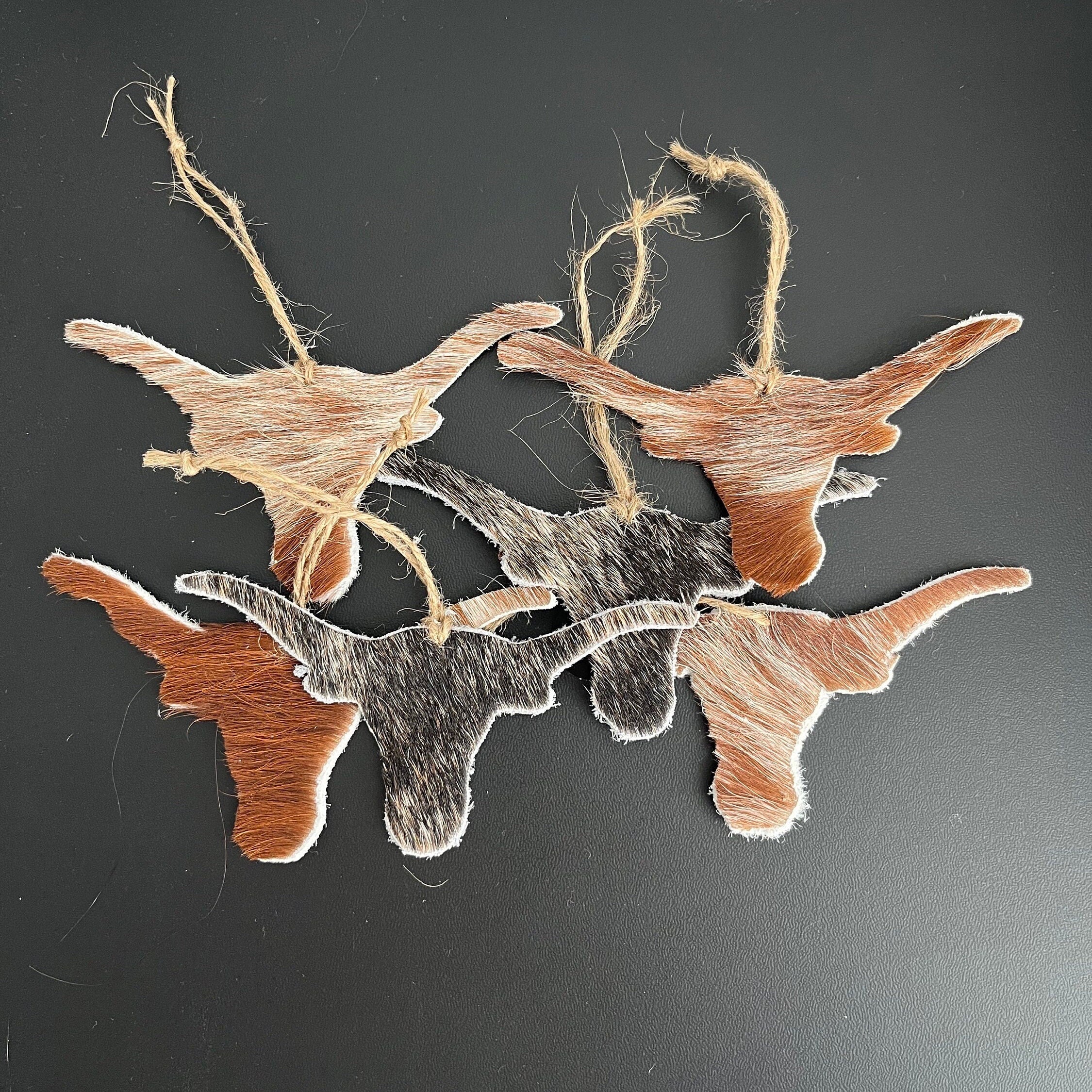 Christmas Ornaments - Set of 12 Genuine Cow Hide Leather Christmas Ornaments