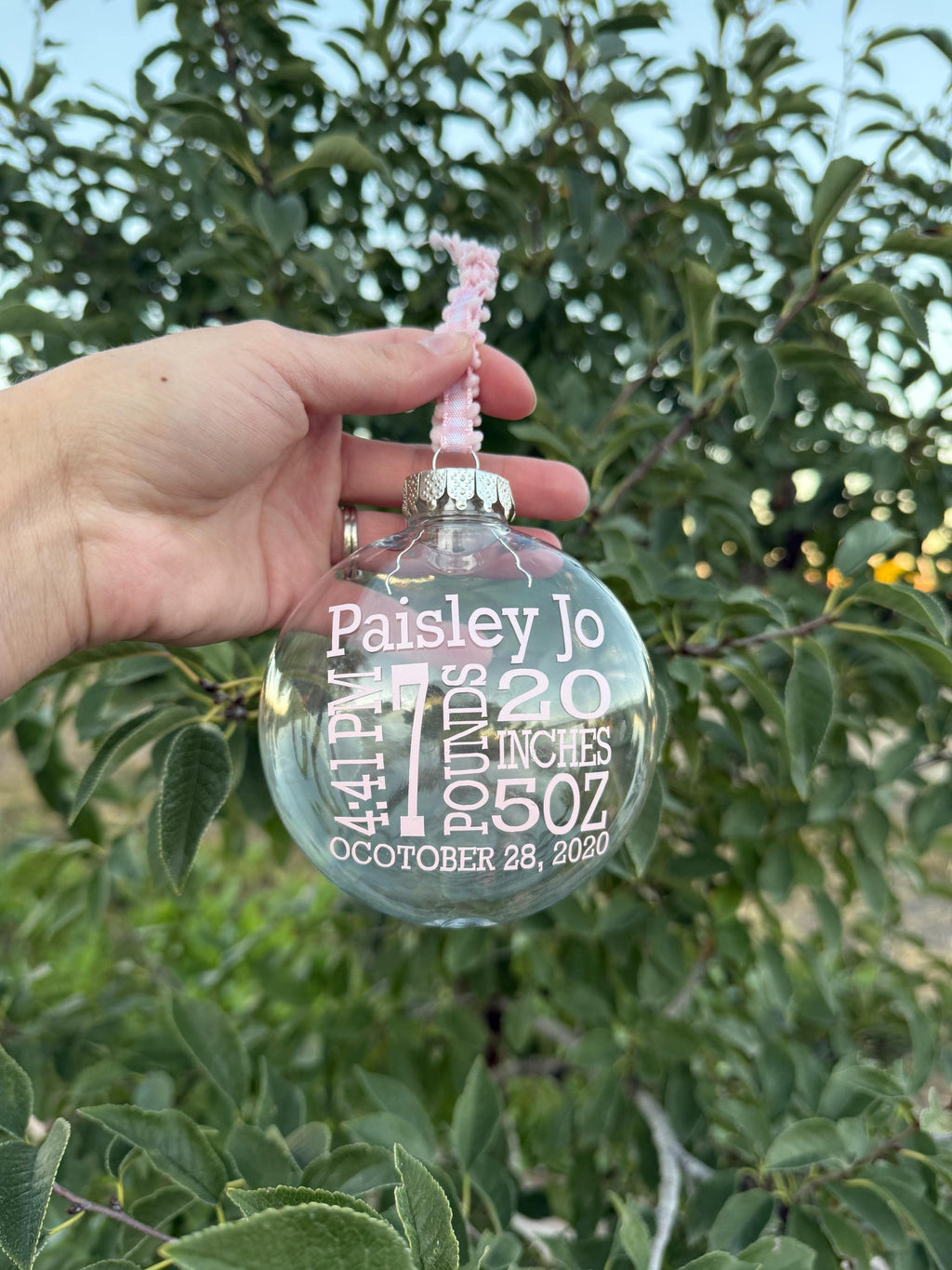 Christmas Ornament - Personalized Baby's First Christmas Ornament: Keepsake Birth Stats