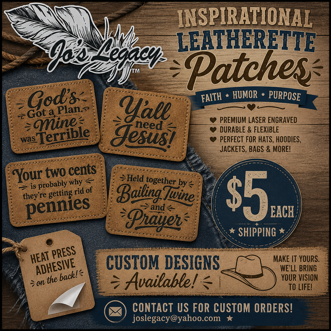 Accessories - Inspirational / Quote Leatherette Patches