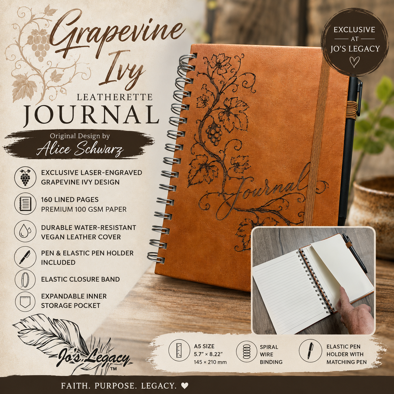 Book - Grapevine Ivy Leatherette Journal