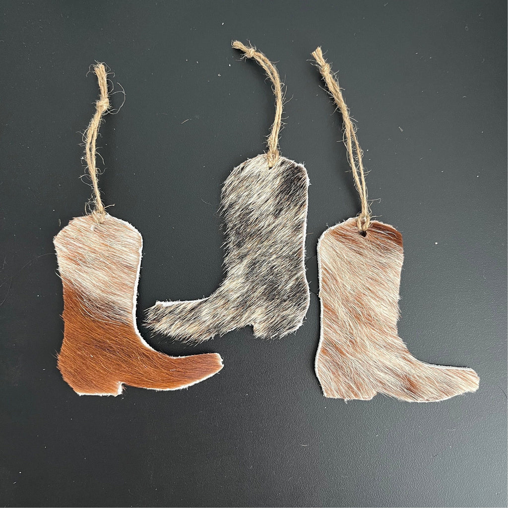 Christmas Ornaments - Set of 12 Genuine Cow Hide Leather Christmas Ornaments