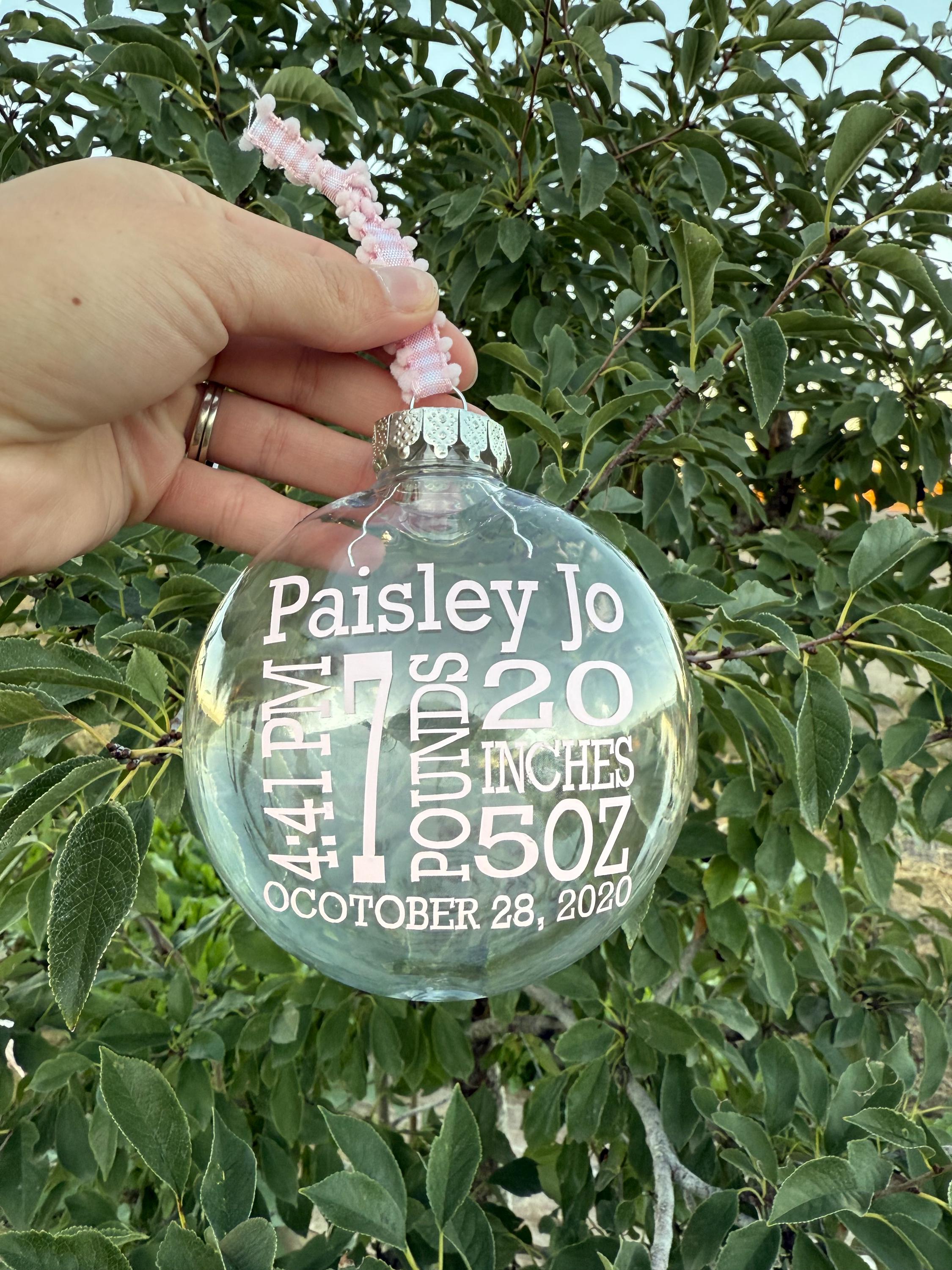 Christmas Ornament - Personalized Baby's First Christmas Ornament: Keepsake Birth Stats