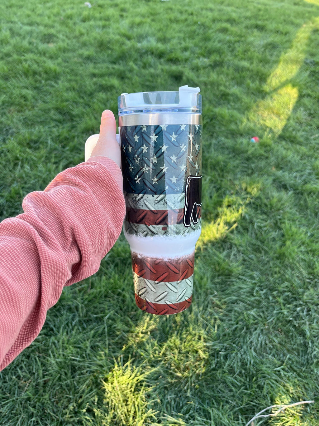 Tumbler American Flag Show Steer 40oz Tumbler, Livestock Lover Gift