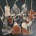 Christmas Ornaments - Set of 12 Genuine Cow Hide Leather Christmas Ornaments