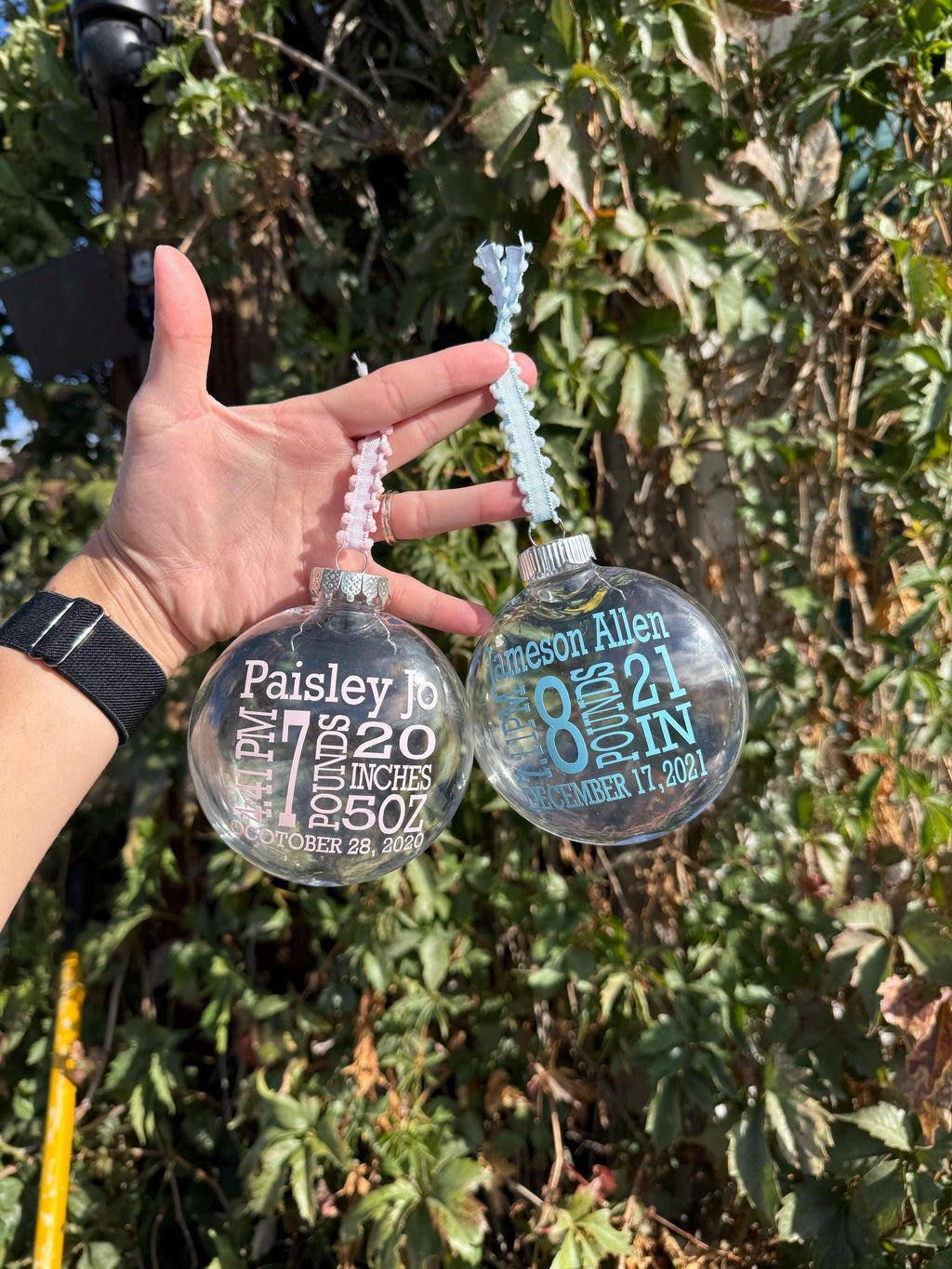 Christmas Ornament - Personalized Baby's First Christmas Ornament: Keepsake Birth Stats